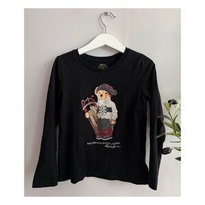 NWOT Polo Ralph Lauren Kids Black Bear Graphic Long Sleeve Shirt
